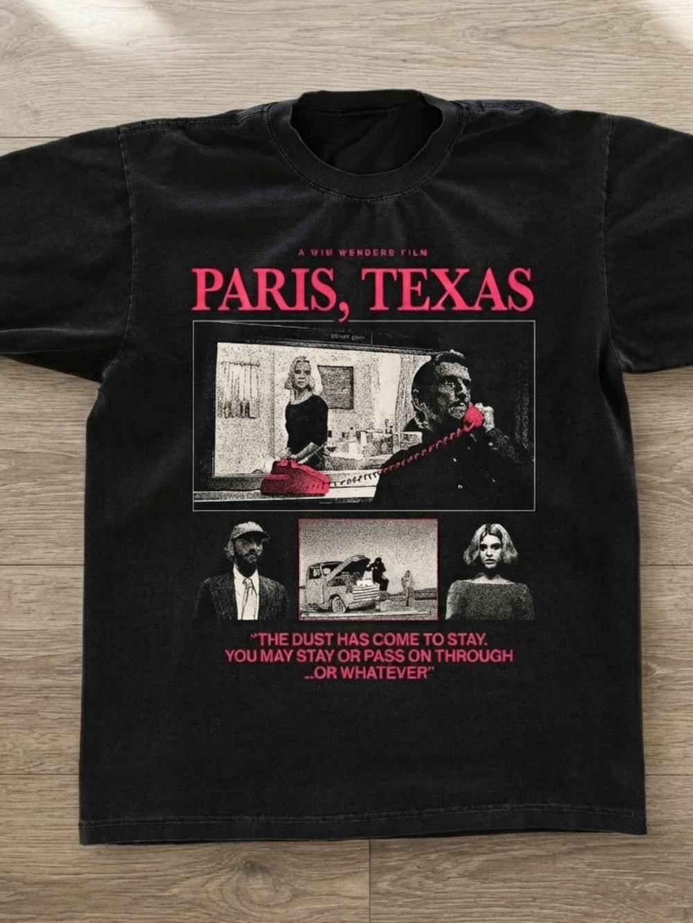 Gildan Black Paris, Texas Tee with Pink Graphic